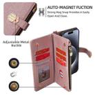 For iPhone 13 Pro Crossbody Handle Cross Texture Leather Phone Case(Rose Gold) - 3