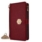 For iPhone 13 Pro Crossbody Handle Cross Texture Leather Phone Case(Red) - 2