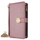 For iPhone 13 Pro Max Crossbody Handle Cross Texture Leather Phone Case(Rose Gold) - 2