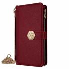 For iPhone 16 Pro Crossbody Handle Cross Texture Leather Phone Case(Red) - 2