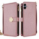 For Samsung Galaxy A06 Crossbody Handle Cross Texture Leather Phone Case(Rose Gold) - 1