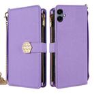 For Samsung Galaxy A06 Crossbody Handle Cross Texture Leather Phone Case(Purple) - 1