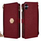 For Samsung Galaxy A06 Crossbody Handle Cross Texture Leather Phone Case(Red) - 1