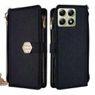 For Xiaomi 14T 5G Crossbody Handle Cross Texture Leather Phone Case(Black) - 1