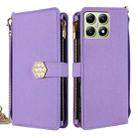 For Xiaomi 14T 5G Crossbody Handle Cross Texture Leather Phone Case(Purple) - 1