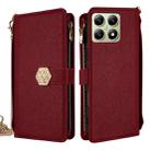For Xiaomi 14T 5G Crossbody Handle Cross Texture Leather Phone Case(Red) - 1