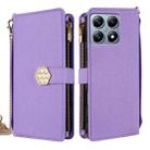 For Xiaomi 14T Pro 5G Crossbody Handle Cross Texture Leather Phone Case(Purple) - 1