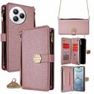For Xiaomi Civi 5 Pro 5G Crossbody Handle Cross Texture Leather Phone Case(Rose Gold) - 1