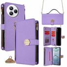 For Xiaomi Civi 5 Pro 5G Crossbody Handle Cross Texture Leather Phone Case(Purple) - 1