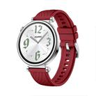 Kalebol 18mm Universal Textured Silicone Silver Buckle Strap(Red) - 1