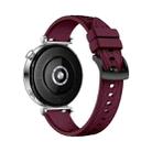 Kalebol 18mm Universal Textured Silicone Black Buckle Strap(Wine Red) - 2
