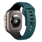 For Apple Watch 46mm / 49mm / 45mm / 44mm Kalebol Wave Reverse Buckle Two-color Silicone Strap(Dark Green Black) - 2
