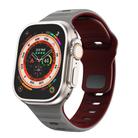 For Apple Watch 46mm / 49mm / 45mm / 44mm Kalebol Wave Reverse Buckle Two-color Silicone Strap(Space Grey Wine Red) - 1
