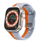 For Apple Watch 42mm / 41mm / 40mm / 38mm Kalebol Wave Reverse Buckle Two-color Silicone Strap(Wild Path Grey Orange) - 1