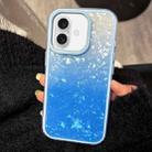 For iPhone 16 PC Lens Ring Gradient Shell Texture 3 in 1 Phone Case(Blue) - 1
