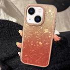For iPhone 13 PC Lens Ring Gradient Shell Texture 3 in 1 Phone Case(Orange) - 1