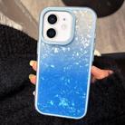 For iPhone 12 PC Lens Ring Gradient Shell Texture 3 in 1 Phone Case(Blue) - 1