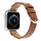 For Apple Watch 42mm / 41mm / 40mm / 38mm Kalebol Studded Flower Leather Strap(Brown) - 2