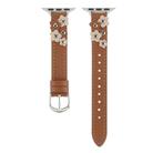 For Apple Watch 42mm / 41mm / 40mm / 38mm Kalebol Studded Flower Leather Strap(Brown) - 3
