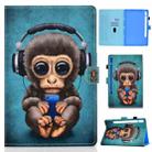 For Samsung Galaxy Tab S8 / Galaxy Tab S7 T870 Colored Drawing Horizontal Flip Leather Case with Holder & Card Slots & Pen Slot & Sleep / Wake-up Function(Headphone Monkey) - 1