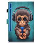 For Samsung Galaxy Tab S8 / Galaxy Tab S7 T870 Colored Drawing Horizontal Flip Leather Case with Holder & Card Slots & Pen Slot & Sleep / Wake-up Function(Headphone Monkey) - 3