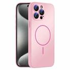 For iPhone 15 Pro Max Thin Circle MagSafe Skin-feel AG Glass Phone Case(Pink) - 1