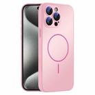 For iPhone 15 Pro Thin Circle MagSafe Skin-feel AG Glass Phone Case(Pink) - 1