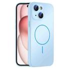 For iPhone 15 Plus Thin Circle MagSafe Skin-feel AG Glass Phone Case(Sky Blue) - 1
