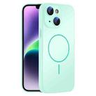 For iPhone 14 Thin Circle MagSafe Skin-feel AG Glass Phone Case(Light Cyan) - 1