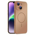 For iPhone 14 Thin Circle MagSafe Skin-feel AG Glass Phone Case(Desert Gold) - 1
