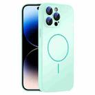 For iPhone 14 Pro Max Thin Circle MagSafe Skin-feel AG Glass Phone Case(Light Cyan) - 1