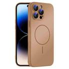 For iPhone 14 Pro Max Thin Circle MagSafe Skin-feel AG Glass Phone Case(Desert Gold) - 1
