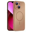 For iPhone 13 Thin Circle MagSafe Skin-feel AG Glass Phone Case(Desert Gold) - 1