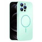 For iPhone 12 Pro Thin Circle MagSafe Skin-feel AG Glass Phone Case(Light Cyan) - 1