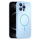For iPhone 12 Pro Thin Circle MagSafe Skin-feel AG Glass Phone Case(Sky Blue) - 1