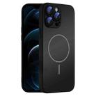 For iPhone 12 Pro Max Thin Circle MagSafe Skin-feel AG Glass Phone Case(Black) - 1