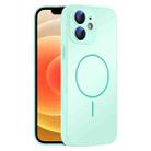 For iPhone 12 Thin Circle MagSafe Skin-feel AG Glass Phone Case(Light Cyan) - 1