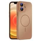 For iPhone 12 Thin Circle MagSafe Skin-feel AG Glass Phone Case(Desert Gold) - 1