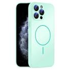 For iPhone 11 Pro Max Thin Circle MagSafe Skin-feel AG Glass Phone Case(Light Cyan) - 1
