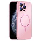 For iPhone 11 Pro Max Thin Circle MagSafe Skin-feel AG Glass Phone Case(Pink) - 1