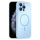 For iPhone 11 Pro Max Thin Circle MagSafe Skin-feel AG Glass Phone Case(Sky Blue) - 1