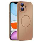For iPhone 11 Thin Circle MagSafe Skin-feel AG Glass Phone Case(Desert Gold) - 1