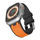 For Apple Watch 42mm / 41mm / 40mm / 38mm Kalebol Farmhouse Oak Silicone Strap(Black + Orange) - 3