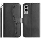 For Samsung Galaxy S25 Edge 5G Dual-Folded S-shape Leather Phone Case(Black) - 1