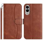 For Samsung Galaxy S25 Edge 5G Dual-Folded S-shape Leather Phone Case(Coffee) - 1