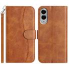 For Samsung Galaxy S25 Edge 5G Dual-Folded S-shape Leather Phone Case(Brown) - 1