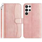 For Samsung Galaxy S25 Ultra 5G Dual-Folded S-shape Leather Phone Case(Rose Gold) - 1