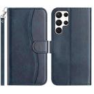 For Samsung Galaxy S25 Ultra 5G Dual-Folded S-shape Leather Phone Case(Navy Blue) - 1
