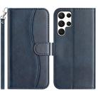 For Samsung Galaxy S24 Ultra 5G Dual-Folded S-shape Leather Phone Case(Navy Blue) - 1