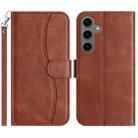 For Samsung Galaxy S24 5G Dual-Folded S-shape Leather Phone Case(Coffee) - 1